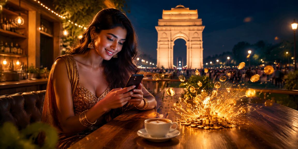 Playing Rummy card games on mobile near India Gate, Delhi